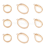 12Pcs 3 Styles Brass Open Back Bezel Pendant Cabochon Settings,  for Glass Rhinestone, Teardrop & Flat Round & Oval, Golden, Tray: 13.5~18x10~13mm, 18.5~23x11~16x1.5~5.5mm, Hole: 1.5~2.5mm, 4pcs/style(KK-FH0003-42)