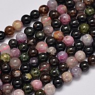 Round Natural Tourmaline Beads Strands, Grade AB, Slight Green, 6mm, Hole: 1mm, about 64pcs/strand, 15.7 inch(G-K068-13-6mm)