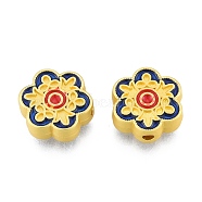 Alloy Enamel Beads, Matte Style, Flower, Matte Gold Color, 11.5x12.5x4mm, Hole: 1.8mm(FIND-G035-45MG)