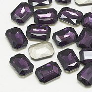Pointed Back Glass Rhinestone Cabochons, Faceted, Rectangle Octagon, Tanzanite, 10x8x3.5mm(RGLA-T079-8x10mm-16)