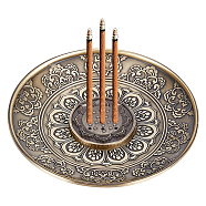 Portable Lotus Pattern Incense Burner Sets, 9 Holes Round Alloy Incense Holder, Home Office Teahouse Zen Buddhist Supplies, Brushed Antique Bronze, 34.5~99x5~11mm, Hole: 1.6~2.5mm, 2pcs/set(DJEW-WH0001-17)