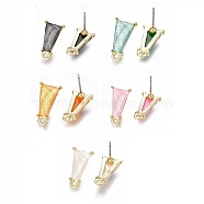 Alloy Stud Earring Findings, with Loop, Resin and Steel Pins, Trapezoid, Light Gold, Mixed Color, 16x9mm, Hole: 1.6mm, Pin: 0.7mm(PALLOY-S121-19-M)