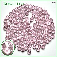 Imitation Austrian Crystal Beads, Grade AAA, Faceted, Rondelle, Pink, 4x3mm, Hole: 0.7~0.9mm(SWAR-F068-3x4mm-03)
