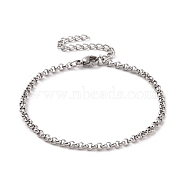304 Stainless Steel Rolo Chain Bracelet for Men Women, Stainless Steel Color, 6-7/8 inch(17.5cm), Link: 3x1mm(BJEW-E031-06P-08)
