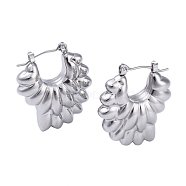 304 Stainless Steel Hoop Earrings, Jewely for Women, Wings, Stainless Steel Color, 30x26x10mm(EJEW-K272-03P)