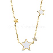 SHEGRACE Hot Trending 925 Sterling Silver Necklace, with Enamel Stars, Real 24K Gold Plated, 15.7 inch(40cm)(JN79C)