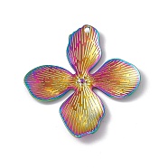 Ion Plating(IP) 304 Stainless Steel Pendants, Flower Charms, Rainbow Color, 45x42x3mm, Hole: 1.8mm(STAS-K242-13M)
