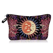 Sun Moon Eclipse Pattern Polyester Cosmetic Pouches, with Iron Zipper, Waterproof Clutch Bag, Toilet Bag for Women, Rectangle, Colorful, 22x18x13.5cm(PW-WG49010-02)