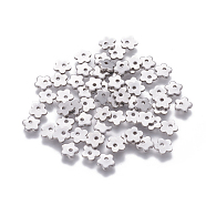201 Stainless Steel Charms, Flower, Stainless Steel Color, 6x6x1mm, Hole: 1mm(STAS-L234-047A)