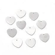304 Stainless Steel Pendants, Double Side Drawbench, Stamping Blank Tag, Heart, Stainless Steel Color, 14x15x1mm, Hole: 1.2mm(STAS-F271-06C-P)