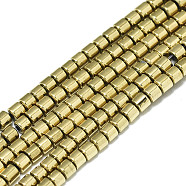 Electroplate Non-magnetic Synthetic Hematite Beads Strands, Column, Real 18K Gold Plated, 2x2mm, Hole: 0.5mm, about 194~196pcs/strand, 15.75 inch(40cm)(G-S352-72)