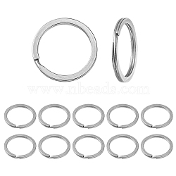 304 Stainless Steel Keychain Clasp Findings, Split Key Rings, Stainless Steel Color, 28x2.3mm(STAS-YW0001-80)