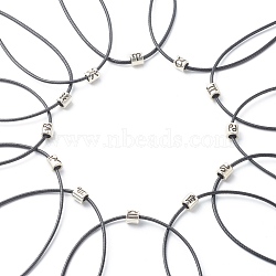 12 Constellations Alloy Beads Pendant Necklaces Sets, with Leather Cord, Platinum, 14.57 inch(37cm), 12Pcs/set(NJEW-JN03634)