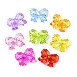 Transparent Acrylic Beads, Bowknot, Mixed Color, 25x34x12mm, Hole: 4mm, about 90Pcs/500g(MACR-N013-070)