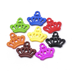 Opaque Acrylic Pendants, Crown, Mixed Color, 21x23.5x3mm, Hole: 3mm, about 890pcs/500g(SACR-Q190-60)