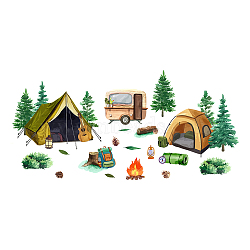 PVC Wall Stickers, Wall Decoration, Camping Themed Pattern, 390x800mm, 2 sheets/set(DIY-WH0228-748)
