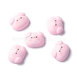 Resin Cabochons, Pig Head, Pink, 17x21x7.5mm(X-RESI-C008-02)