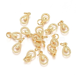 Electroplated Alloy Charms, Long-Lasting Plated, with Brass Jump Ring, Teardrop, Golden, 12.5x7x2mm, Hole: 3.5mm(PALLOY-G267-18G)