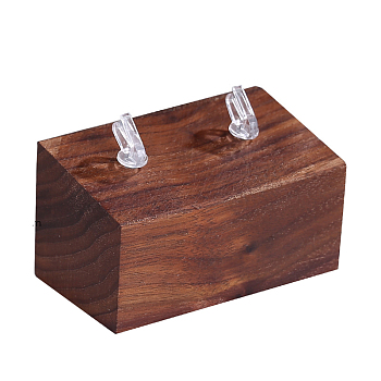 Wood Couple Rings Display Stands, Wooden Finger Ring Holder, Rectangle, Coconut Brown, 4.5x8x4.5cm