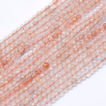 Natural Strawberry Quartz Beads Strands, Grade A, Gradient Color, Gradient Style, Round, Faceted, 3mm, Hole: 0.5mm, about 153pcs/strand, 15.35 inch(39cm)
