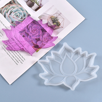 DIY Lotus Cup Mat Silicone Molds, Coaster Molds, Resin Casting Molds, White, 128x165x10.5mm