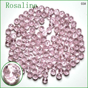 Imitation Austrian Crystal Beads, Grade AAA, Faceted, Rondelle, Pink, 4x3mm, Hole: 0.7~0.9mm