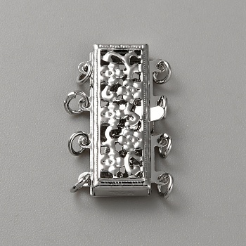 Brass Box Clasps, with Jump Ring, Platinum, 23.5x13x3.5mm, Hole: 2mm