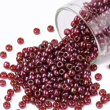 TOHO Round Seed Beads, Japanese Seed Beads, (331) Gold Luster Wild Berry, 8/0, 3mm, Hole: 1mm, about 220pcs/10g