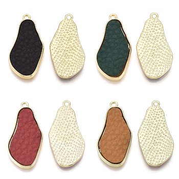 Alloy Pendants, with Imitation Leather, Light Gold, Mixed Color, 33x15x2mm, Hole: 1.6mm