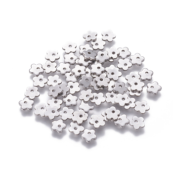 201 Stainless Steel Charms, Flower, Stainless Steel Color, 6x6x1mm, Hole: 1mm