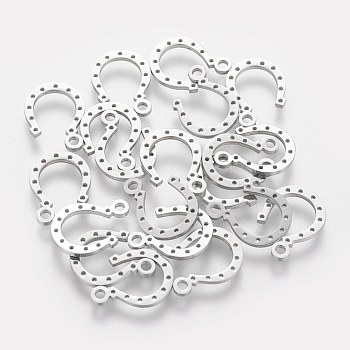 201 Stainless Steel Charms, Horse Shoe, Stainless Steel Color, 13.5x9.7x1mm, Hole: 1.5mm