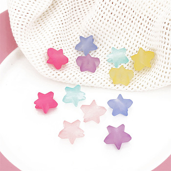 Rubberized Style Transparent Acrylic Beads, Star, Mixed Color, 16.7x17.7x8mm, Hole: 4mm