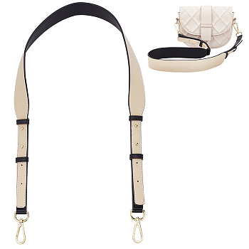 Leather Adjustable Bag Straps, with Zinc Alloy Swivel Clasp, Beige, 102~116x4cm