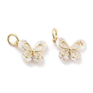 Real 18K Gold Plated Clear Butterfly Brass+Cubic Zirconia Charms