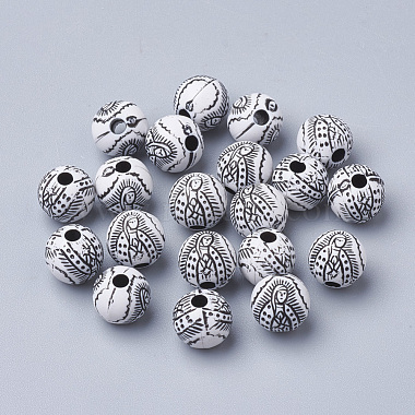 Perles en acrylique de style artisanal(MACR-Q226-05B-8mm)-2