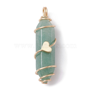 Natural Mixed Gemstone Copper Wire Wrapped Double Terminal Pointed Pendants(PALLOY-JF02547)-3