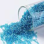 TOHO 15/0 Round Beads, Japanese Seed Beads, (23B) Silver Lined Aqua, 1.5mm, Hole: 0.7mm, about 3000pcs/10g(X-SEED-TR15-0023B)