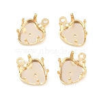 Heart Brass Sew on Prong Settings, Claw Settings for Pointed Back Rhinestone, Cadmium Free & Lead Free, Real 24K Gold Plated, 10.5x8x5.5mm, Hole: 1mm, Tray Size: 7x7mm(KK-C163-14A-G)