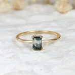 Brass and Moss Agate Finger Rings for Women, Rectangle, Golden, US Size 9(18.9mm)(FS-WGD1EDF-05)