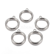 CCB Plastic Pendants, Round Ring Shape, Platinum, 34x30x3.5mm, Hole: 2.5mm(CCB-L011-060P)