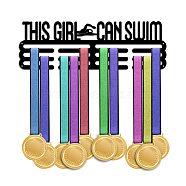 Fashion Iron Medal Hanger Holder Display Wall Rack, with Screws, Word This Girl Can Swim, Sports Themed Pattern, 150x400mm(ODIS-WH0021-300)