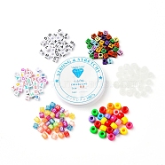 DIY Bracelet Jewelry Making Kits, Including 200Pcs Luminous Resin European Beads and 1250Pcs Acrylic Beads and Clear Elastic Crystal Thread, Mixed Color, Beads: 1450pcs/bag(DIY-YW0002-61)