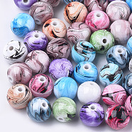 Opaque Spray Painted Acrylic Beads, Round, Mixed Color, 10x9.5mm, Hole: 2mm, about 900pcs/500g(MACR-S361-22E)