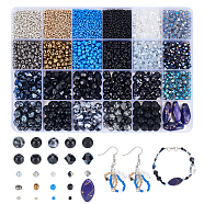Elite DIY Beads Jewelry Making Finding Kit, Including Seed & Glass & Acrylic Beads, Round & Twist & Rondelle & Oval & Bicone, Black, 2~23x2~13x2~10mm, Hole: 0.9~1.6mm, 5980Pcs/box(DIY-PH0017-56)