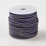 Rivet Faux Suede Cord, Faux Suede Lace, with Aluminum, Midnight Blue, 3x2mm, about 20yards/roll(LW-M002-09)
