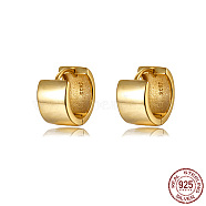 Real 18K Gold Plated 925 Sterling Silver Hoop Earrings, with S925 Stamp, Real 18K Gold Plated, 10x5mm(MO1204-1)