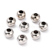 Brass Smooth Round Beads, Seamed Bead Spacers, Platinum, 6mm, Hole: 2.5mm(EC400-4)