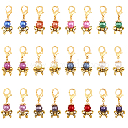 24Pcs 12 Colors Acrylic Imitation Pearl Pendant Decorations, Bowknot Lobster Clasp Charms, Clip-on Charms, for Keychain, Purse, Backpack Ornament, Stitch Marker, Mixed Color, 35.5~36mm, 2pcs/color(HJEW-CA0001-49)