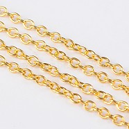 Iron Cable Chains, Unwelded, Oval, Golden Color, with Spool, 2x2x0.5mm, about 328.08 Feet(100m)/roll(CHT120Y-G)