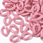 Opaque Acrylic Linking Rings, Quick Link Connectors, For Curb Chains Making, Twist, Pink, 22x16.5x5.5mm, Inner Measure: 12x6mm(OACR-T011-88G)